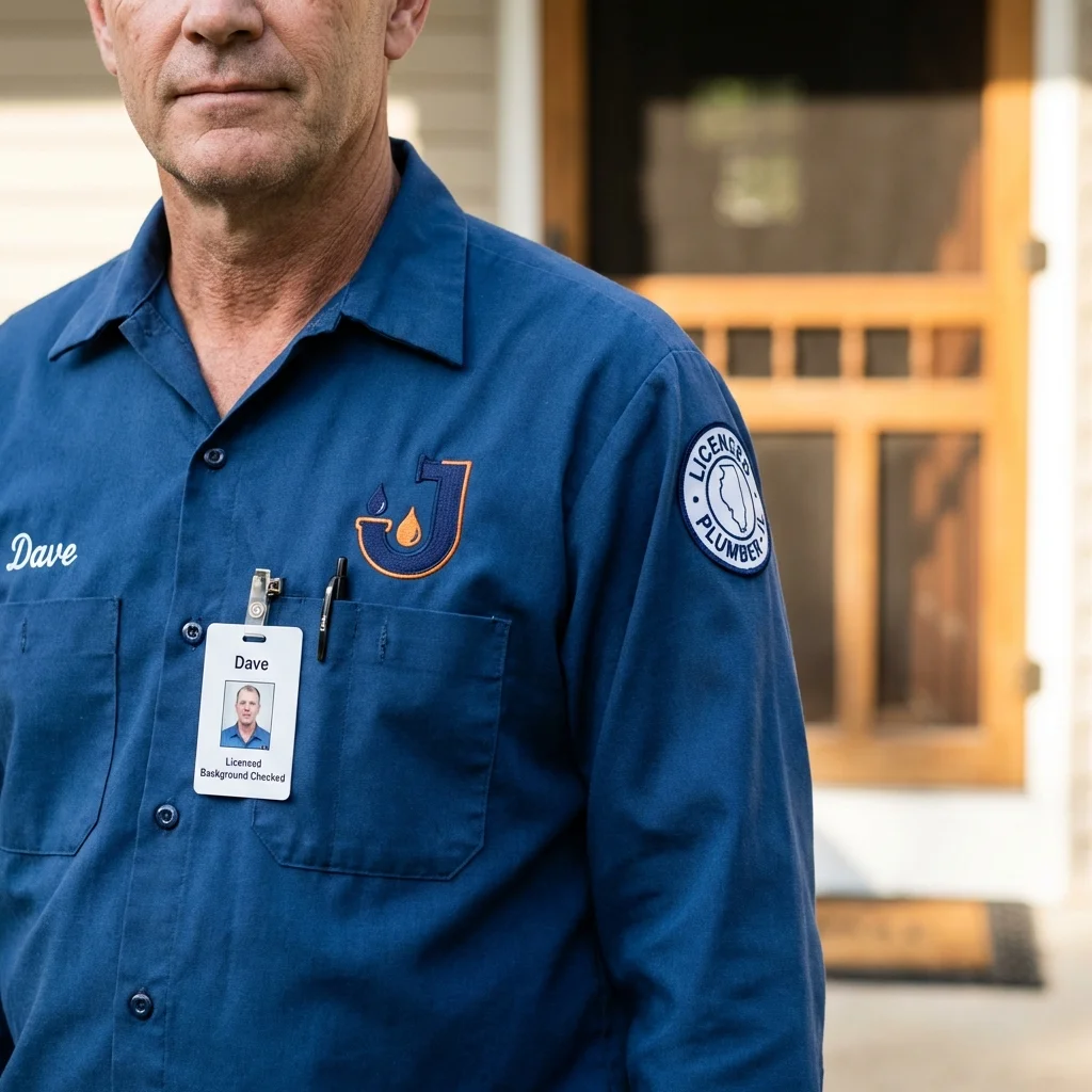 Licensed plumber showing ID badge in Bethel Park, PA