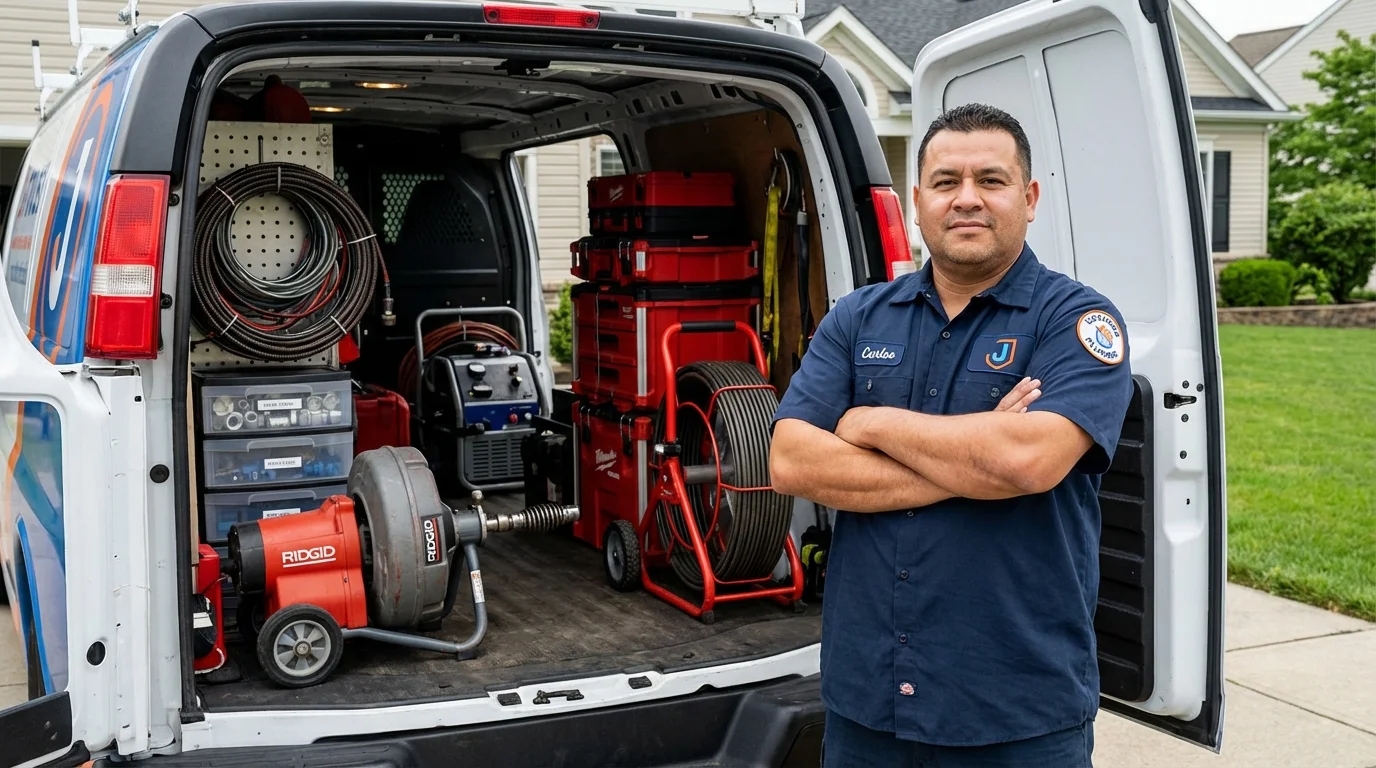 Professional drain cleaning equipment and Johns Plumbing LLC plumber in Bethel Park