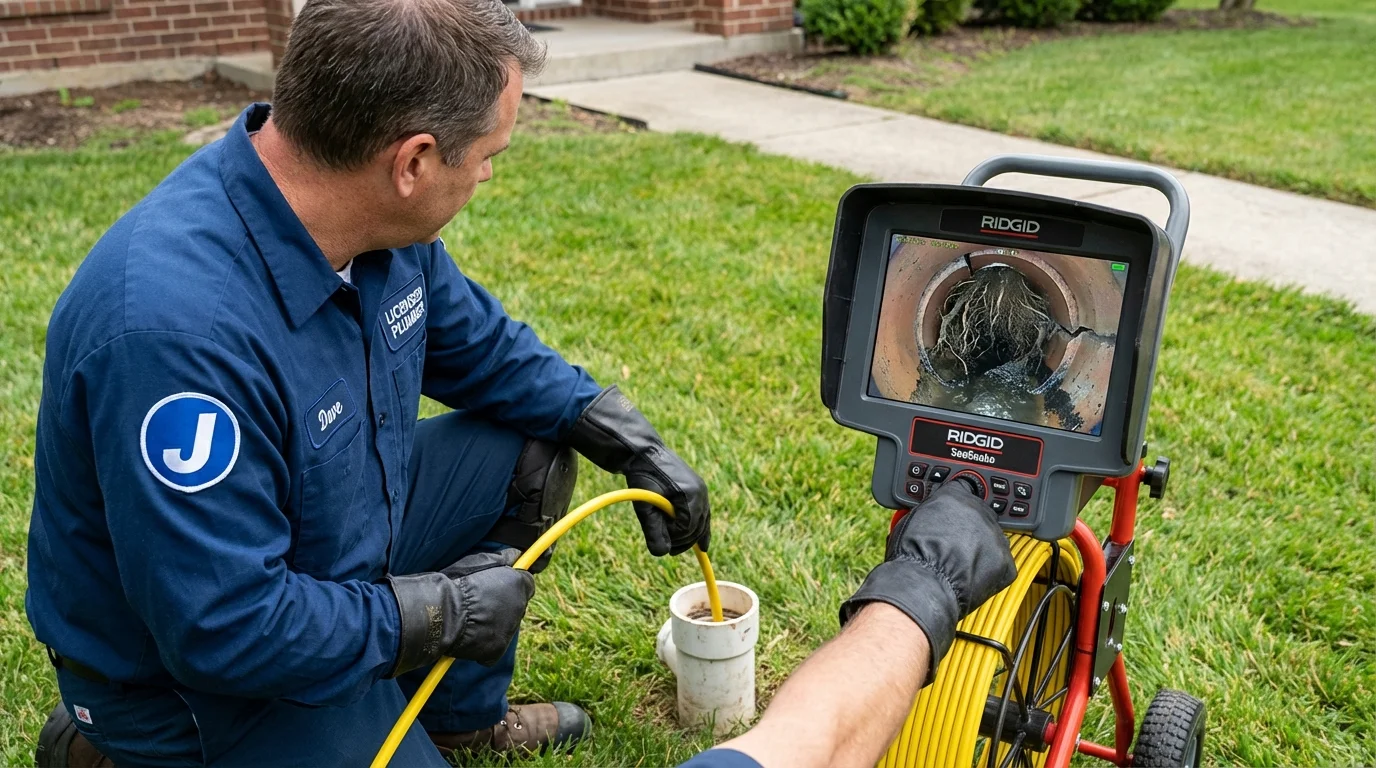 Sewer camera inspection being performed by Johns Plumbing LLC in Bethel Park
